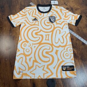 Adidas‎ White/Gold SJ Quakes 2021 MLS Works Kick Childhood Cancer Men Small NWT